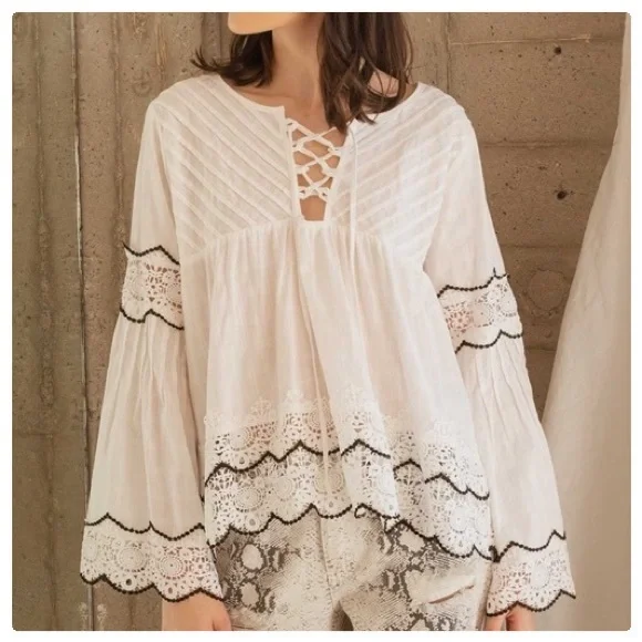 POL Ivory Plaid Babydoll Top - Picture 8 of 13